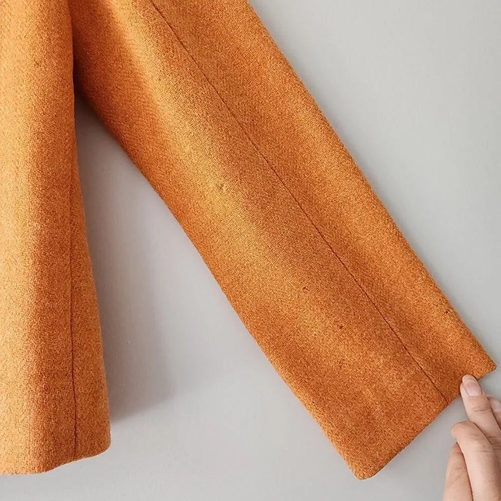 J. Crew Orange Ruffle-Trim Wool Blend Blazer